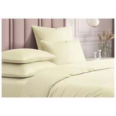 Простыня сатин-страйп Champagne, полоса, желтый ; Размер: 1.5 Guten Morgen