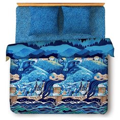 КПБ Традиция "ПРОСТО КРАСИВЫЙ" бязь, 100 % хлопок, пл. 125 гр./кв.м., "Город золотой" размер 2.0 евро простыня