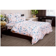 Постельное белье "Ночь нежна" из поплина; Акварельный цветок персик; Размер:2.0 евро простыня наволочки 50 х 70