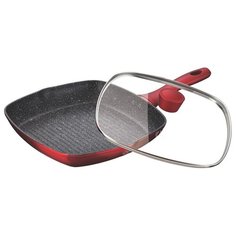 Сковорода гриль MEISTERKLASSE MK-1032 красная из литого алюминия с гранитным покрытием 28x28 см.