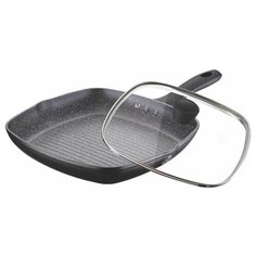 Сковорода гриль MEISTERKLASSE MK-1028 черная из литого алюминия с гранитным покрытием 28x28 см.