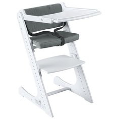 Стульчик для кормления Конек Горбунек Комфорт со столиком, подушками и ремнем ограничителем, белый графит