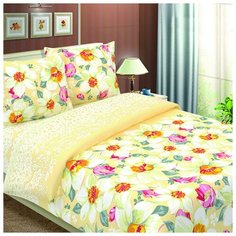 Комплект постельного белья "Традиция" из бязи, "Нарциссы (бежевый)" ; Размер: 1.5