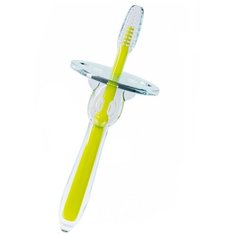 Зубная щеточка силиконовая желтая массажер для десен прорезыватель для первых зубов съемный ограничитель Kunder