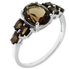 Balex Кольцо 1454930077 из серебра 925 пробы с раухтопазом природным, размер 18