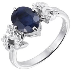 Balex Кольцо 1405937786 из серебра 925 пробы с сапфиром корундом природным, размер 19