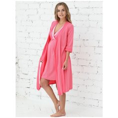 Халат для беременных П03504В ярко-розовый, белый 44 ФЭСТ