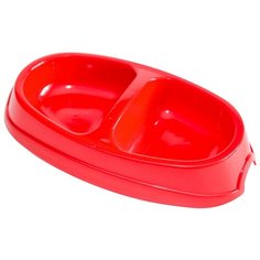 Миска Киспис универсальная из антибактериального ЭКОпластика двойная красный