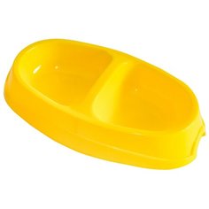 Миска Киспис универсальная из антибактериального ЭКОпластика двойная желтый