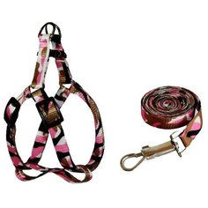 Шлейка с поводком Киспис 103020-103028 розовый камуфляж