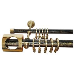 Карниз двухрядный"Гермес" Черное с золотом - 1,4 м Дубрава