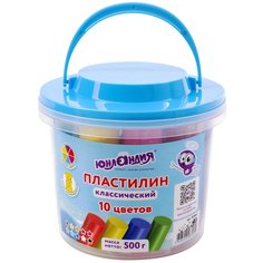 Пластилин Юнландия в ведерке, Подводный мир, 10 цветов, 500 г, высшее качество (105861)