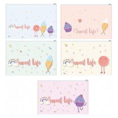 Папка-конверт на молнии Attache Selection Sweet life, А4, 200 мкм, 5 шт (ПКМ-01)