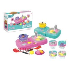 Мини-кухня ZHORYA посуда и продукты, течет настоящая вода, пар, звук, свет, в коробке, 33*13,6*21 см (ZY979532)