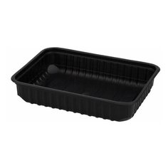 Одноразовый контейнер 500 мл, КОМПЛЕКТ 100 шт., БЕЗ КРЫШКИ, 186х132 мм черные, ПП, ЮПЛАСТ, ЮУПМ0027, 1 шт.