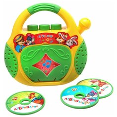 Интерактивная развивающая игрушка Азбукварик CD-плеер. Песенки-потешки, желтый/зеленый