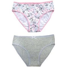 Salvador Dali Набор трусов слипы средней посадки, 2 шт., размер M(46-48), цветочный принт/серый меланж