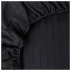 Простыня на резинке "HoReCa", страйп-сатин; Черный; размер 180 х 200 Традиция