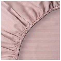 Простыня на резинке "HoReCa", страйп-сатин; Пыльная роза; размер 180 х 200 Традиция