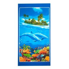 Полотенце банное "Ассорти" вафельное, Дельфины; размер 80 х 150 Традиция