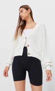 Stradivarius Базовый Кардиган С Застежкой На Пуговицы Цвет Небеленого Полотна L