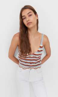 Stradivarius Топ Из Кружева Кроше Multicolor S