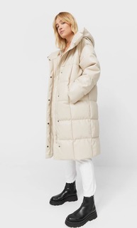 Stradivarius Пуховик Из Искусственной Кожи Цвет Небеленого Полотна L