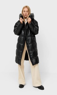 Stradivarius Пуховик Из Искусственной Кожи Черный M