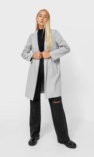 Stradivarius Пальто Из Трикотажной Ткани С Начёсом Серый Средний M