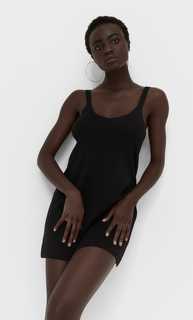 Stradivarius Трикотажное Платье На Бретелях Черный Xs