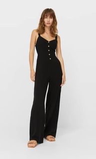 Stradivarius Комбинезон С Пуговицами Черный S