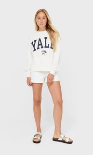 Stradivarius Толстовка С Надписью Yale Цвет Небеленого Полотна L
