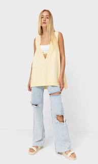 Stradivarius Жилет Оверсайз С V-Образным Вырезом Multicolor Xs