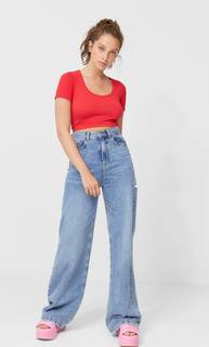 Stradivarius Бесшовный Топ В Балетном Стиле Красный L