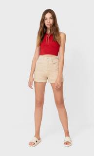 Stradivarius Укороченный Топ Из Полиамида. Красный Xs