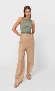 Stradivarius Бесшовный Топ Без Рукавов Хаки S