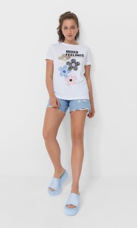 Stradivarius Футболка С Блестящими Деталями Белый S