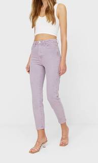 Stradivarius Джинсы Mom Fit Облегающего Кроя Пурпурный 42