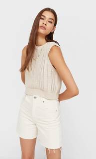 Stradivarius Жилет Из Кружева Кроше Ванильный L