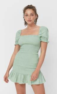 Stradivarius Короткое Платье Из Эластичной Ткани Зеленый Xs
