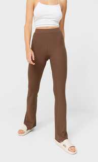 Stradivarius Брюки-Клеш В Рубчик Коричневый Xl