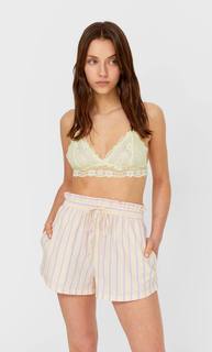 Stradivarius Пижамные Шорты Из Поплина Со Сборкой Пастельно-Желтый L