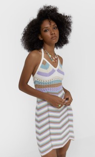 Stradivarius Платье Из Кружева Кроше С Каймой Цвет Камня Xl