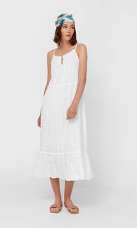 Stradivarius Длинное Платье С Горловиной Халтер Цвет Небеленого Полотна L