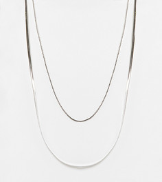 Набор из 2 серебристых ожерелий в виде плоских цепочек с крупными звеньями DesignB London Exclusive-Серебристый