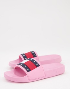 Розовые шлепанцы с логотипом Tommy Jeans-Розовый цвет