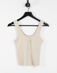 Бежевая укороченная майка с пуговицами Abercrombie & Fitch-Коричневый цвет