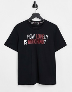 Черная футболка с логотипом и принтом How Lovely Love Moschino-Черный цвет