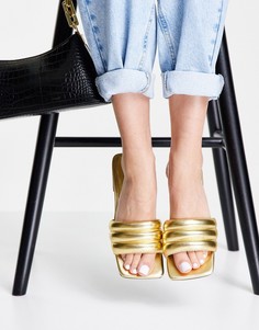 Золотистые сандалии с мягкой стелькой Topshop Pampas-Золотистый