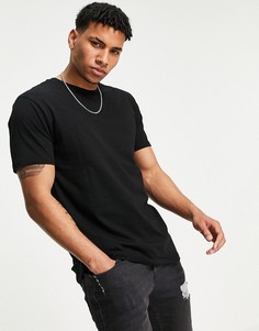 Черная удлиненная футболка Topman-Черный